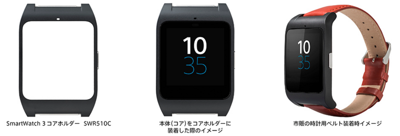 SONY smartwatch3 リストバンド(メタル他)+コアホルダー腕時計