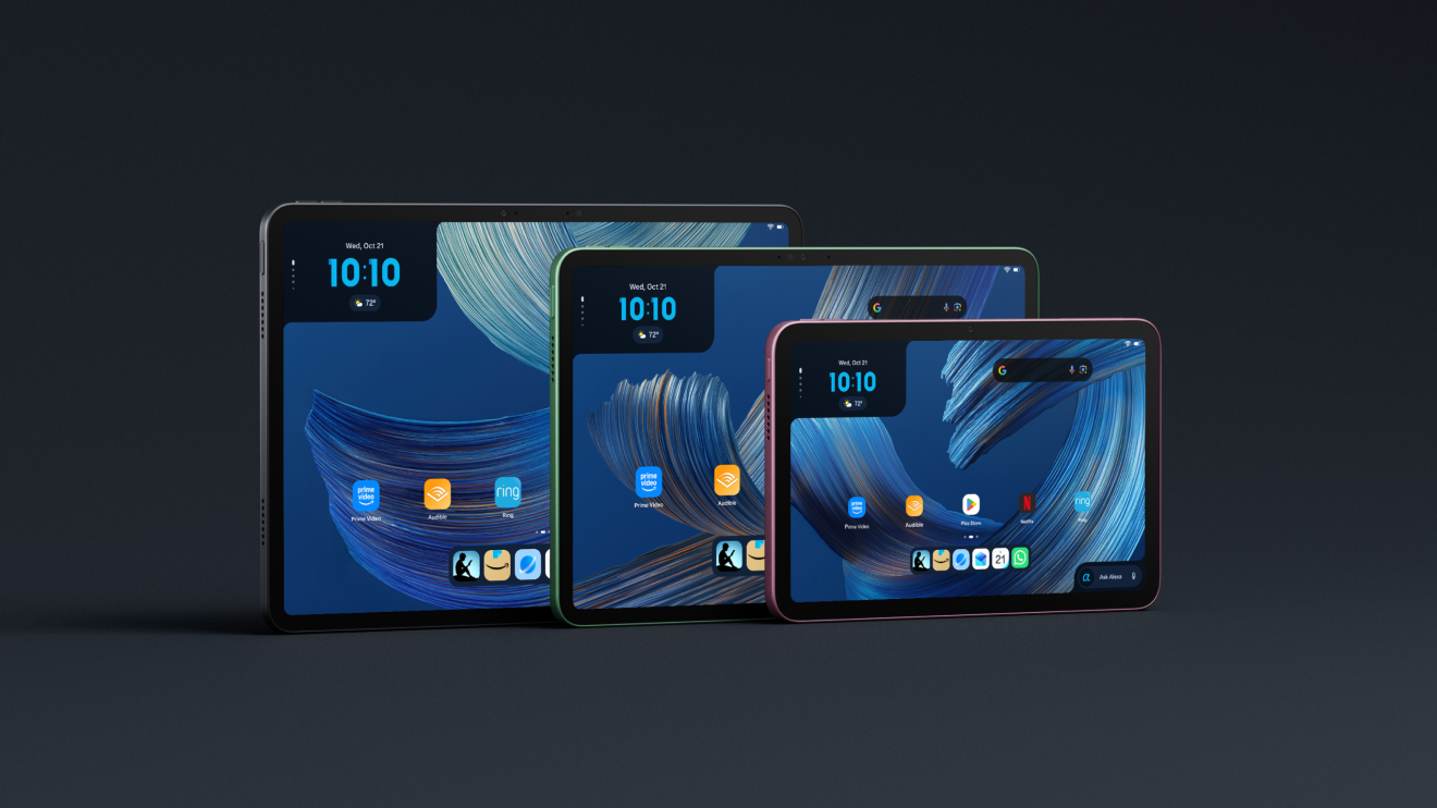 Alexa Tablet 3モデル。左奥12 Pro、中央11、右手前8