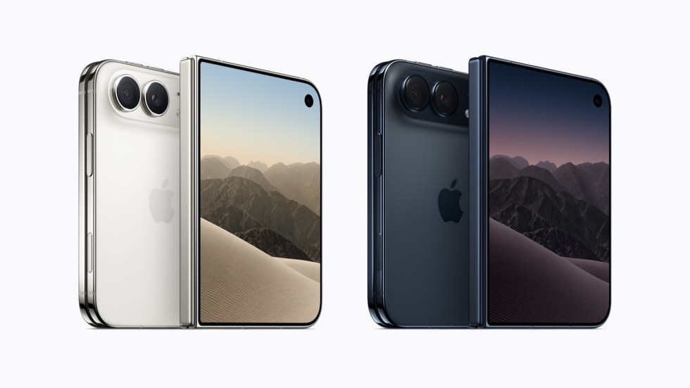 Apple公式画像のiPhone Duo。RAM容量や16GB案の実機を示すものではありません。